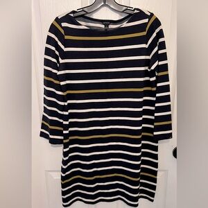 ANN TAYLOR Women’s Black & White Striped Long Sleeve Shift Dress Size M